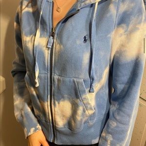 Bleach dyed polo zip up